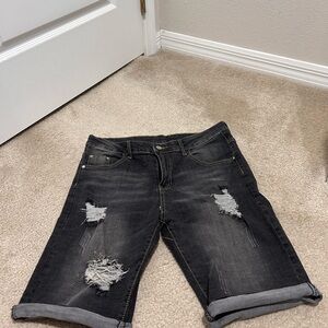 Jeans Original Denim Fashion Bermuda Short Men's Size 34 Black Faded Distressed
